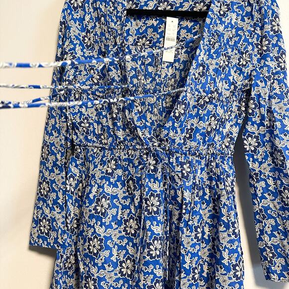 J. Crew Tiered Tie Front Floral Beach Dress NWT Size S Cobalt Blue - Picture 8 of 13